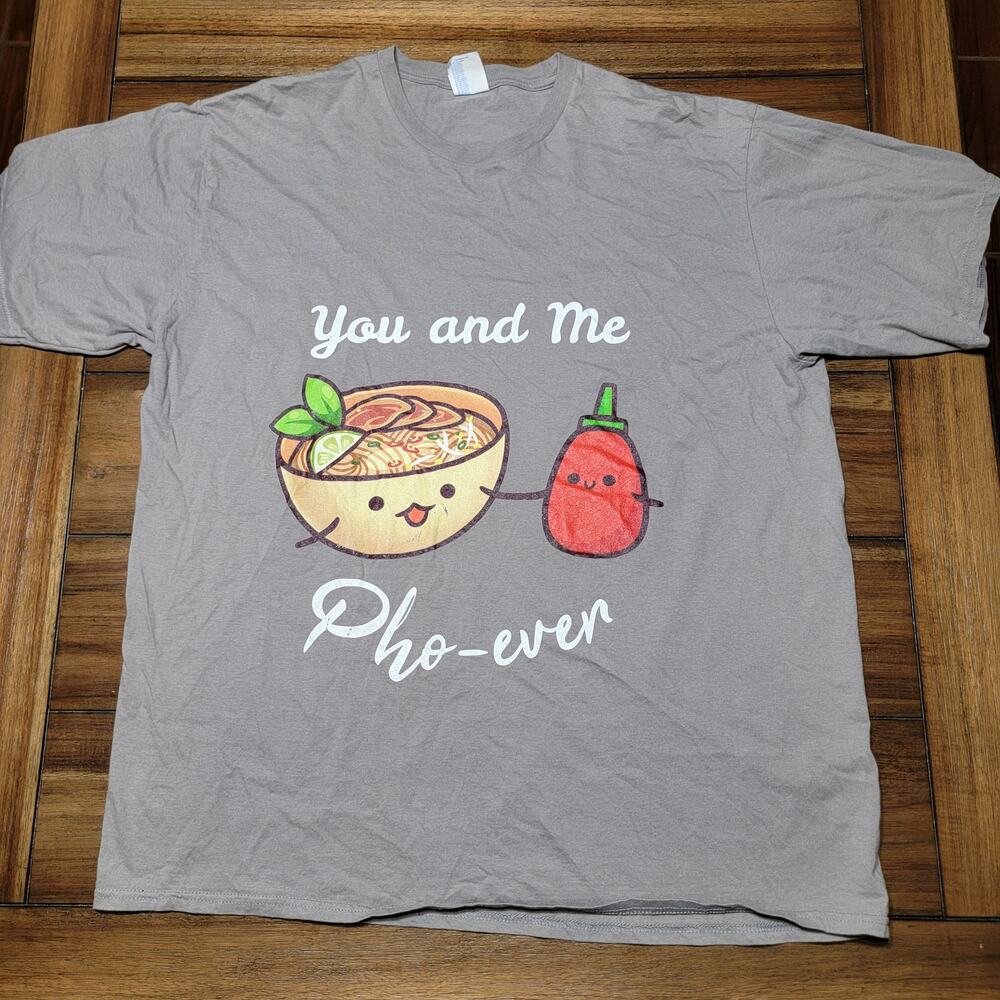 "You and Me Pho-Ever" Grey Unisex Tee (Port & Co) - Size XL